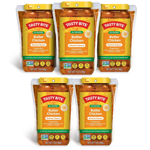 Tasty Bite Punjabi Style Butter Chicken Simmer Sauce, 7-Ounce 5-Pack, 3-4 Servings, Vegetarian, Tomatoes & Cashews in Butter...