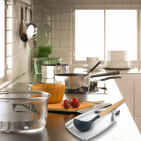 LIANYU Spoon Rest for Kitchen Counter, Stainless Steel Spoon Holder for Stove Top, Spatula Spoon Ladle Utensil Holder with Square Bottom, Heavy Du...