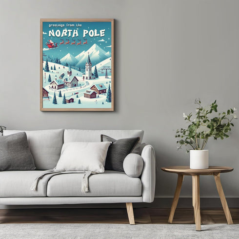 Posterizer 1 pcs-Holiday Christmas winter art-Greetings From The North Pole-Holiday Poster Collection-Adventure Wall Art-Decor for Beach House- un...