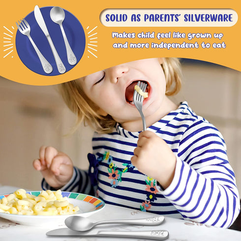 E-far 9-Piece Toddler Utensils, Stainless Steel Kids Silverware for Baby Self Feeding, Includes Toddler Forks Spoons Knife with Cute Animal Patter...