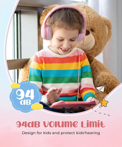 DyBaxa Kids Headphones, Wired Foldable On-Ear Headphones for Kids, Volume Limiter 94dB, Kid Headphones for School Classes Travel, 3.5mm Jack Kids ...