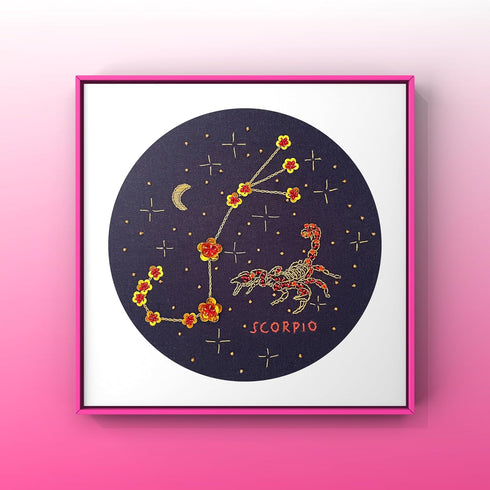 mozhijing constellation Embroidery Kit for Adults with Stamped Pattern, Round Beads for Embroidery DIY Crafting,Cross Stitch Beginner Kits with Fr...