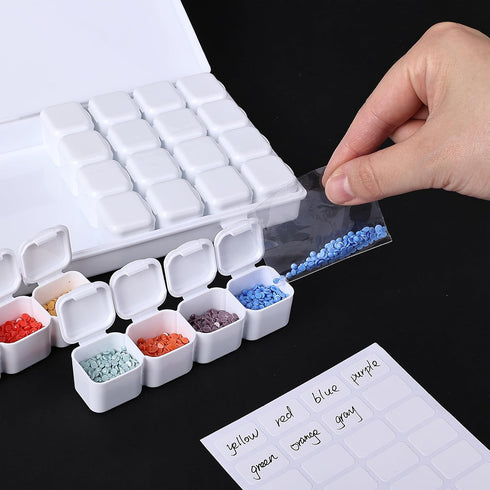 Mr. Pen-Bead Storage Containers, 28 Grids, 2 Pack, White, 160pcs Label Stickers, Bead Organizer, Craft Organizers and Storage, Bead Containers for...