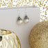 Paz Creations Sterling Silver Dangle Pearl Earrings with Floral Caps - Real Freshwater Ball-Shaped White Pearls - Elegant Drop Earrings Set - Clas...