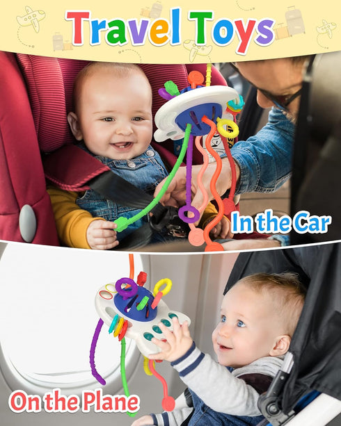 Baby Sensory Montessori Toy, Pull String Teething Toy, Birthday Gift Travel Toy for Boy Girl Infant Toddlers...