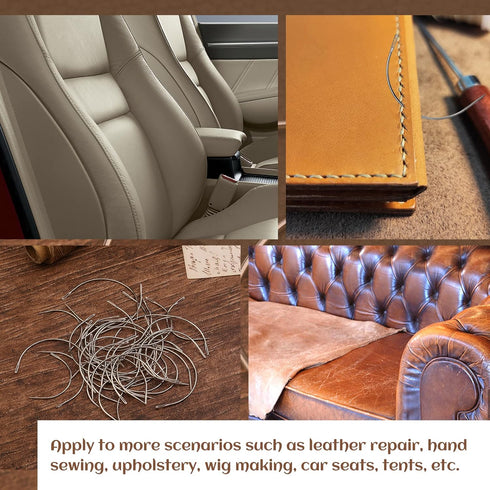 Heavy Duty Hand Sewing Needles Kit, 14Pcs Sewing Leather Needle Set, Upholstery Needles, Leather Sewing Needles with Curved Needle Triangular Need...