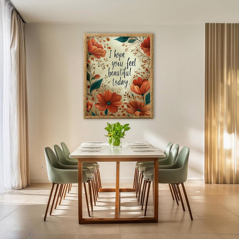 Posterizer 1 pcs-i hope you feel beautiful-sweet saying with pretty flowers-Motivational & Inspirational Art-Typography Art-Decor for Home & Offic...