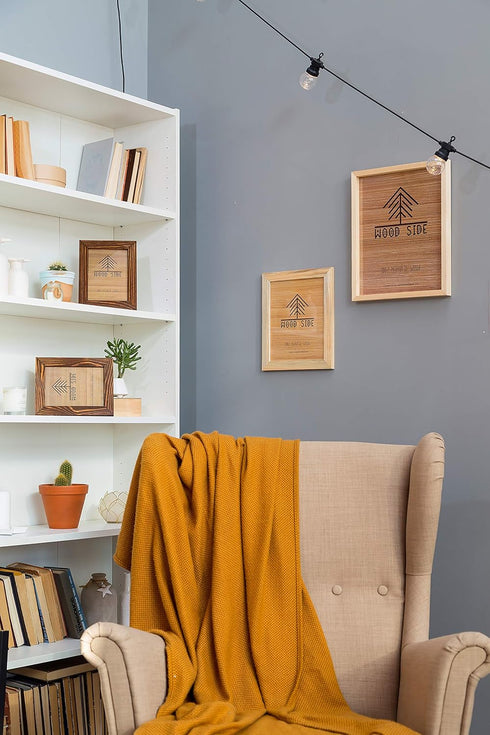 Wooden Picture Frames 8x10 Inch with Real Glass - Set of 2-100% eco Unfinished Wood - Thick Borders - Natural Wood Color for Wall mounting and Tab...