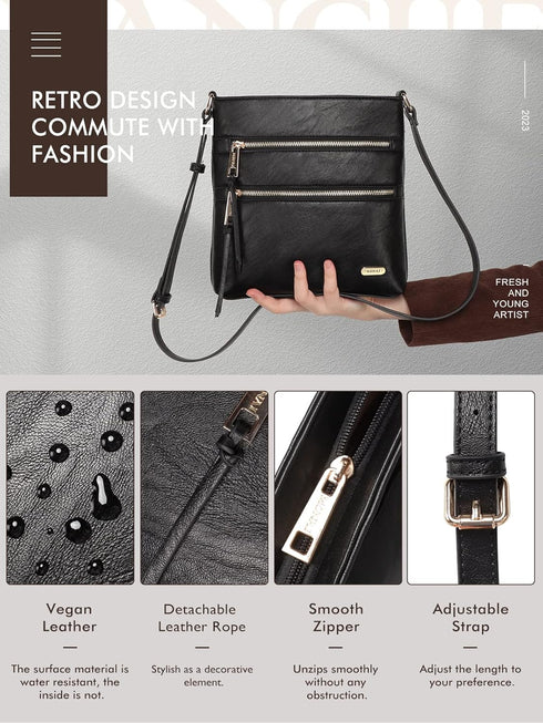 Crossbody Bags for Women, Medium Size Zipper Pocket with Adjustable Strap Crossbody Purse...