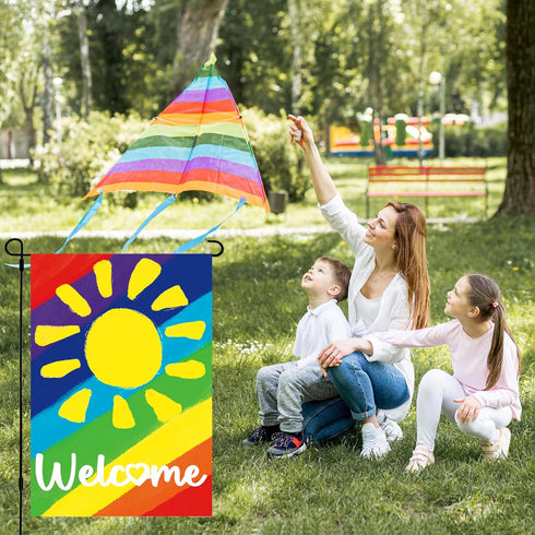 Pride Garden Flag Outdoor 12x18 Inch Vertical Double Sided, Welcome LGBTQ Progress Yard Rainbow Flag for Lesbian Gay Bisexual Transgender Pansexua...