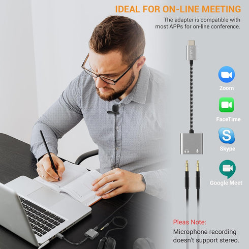 Cubilux USB C to TRS Microphone Headphone Splitter, Type C to 3.5mm Audio MIC Adapter Compatible with Google Pixel 8/7/6 Pro, Pixel 7a/6a, Pixel F...