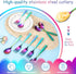 Pimoys 12 Pieces Toddler Utensils Kids Rainbow Silverware Set, Stainless Steel Childrens Safe Forks and Spoons, Metal Kids Cutlery Set, Dishwasher...