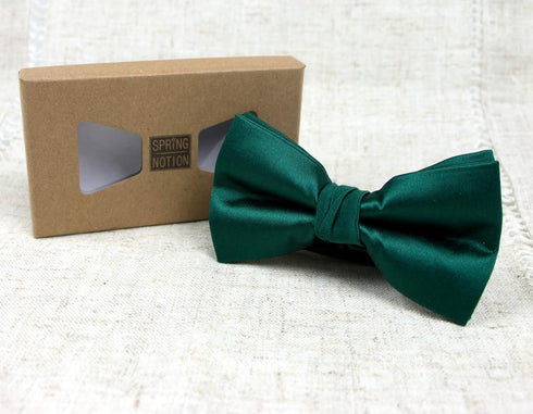 Spring Notion Men's Solid Color Satin Microfiber Bow Tie and Hankerchief Set...