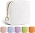 5.31" Small Makeup Bag for Purse, Corduroy Cosmetic Bag for Women Girls, Portable Makeup Pouch with Zipper (White)...
