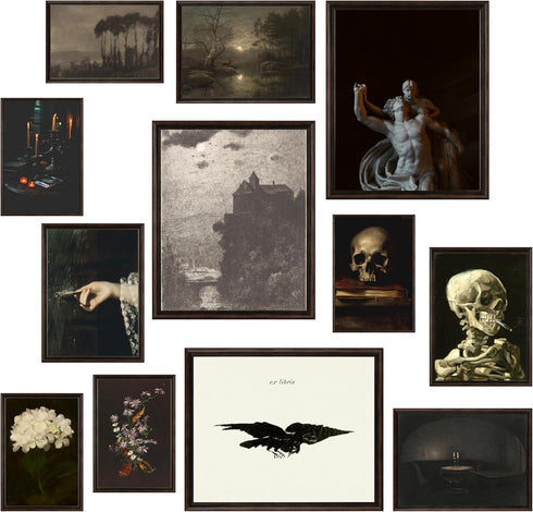 97 Decor Dark Academia Room Decor - Gothic Home Decor, Moody Halloween Decor, Dark Academia Aesthetic Pictures, Creepy Posters Goth Art Prints, Ed...