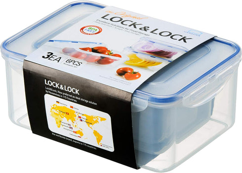 LocknLock Easy Essentials Food Storage lids/Airtight containers, BPA Free, 6-Piece, Clear...