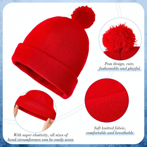 Geyoga 2 Pcs Pom Beanie Hat Men Women Winter Hat Pom Knit Hat Beanies with Ball at Top Acrylic Winter pom Cap with Cuff...