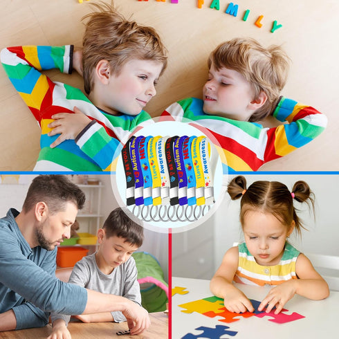 50 Pcs Autism Awareness Silicone Keychains Colorful Inspirational Autism Education Keychains Aba Therapist Gift Thank You Gift for Autistic Mom Wo...