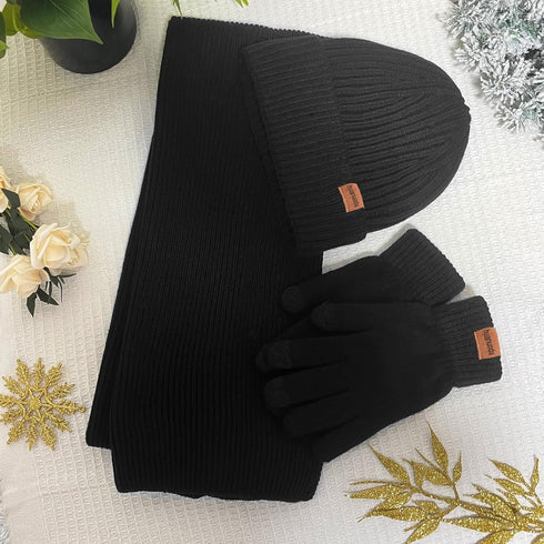 3PCS Winter Beanie Hat Scarf Touchscreen Gloves Set for Men and Women, Knitted Fleece Lined Hats Thermal Gloves Long Scarf...