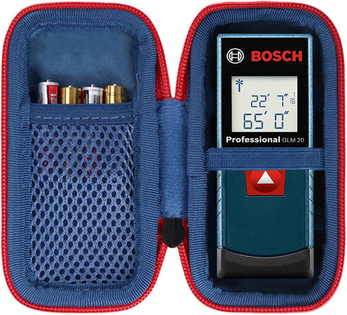 co2CREA Hard Travel Case Replacement for Bosch GLM 20 Compact Blaze 65' Distance Measure (Black Case + Inside Blue + Red Zipper)...