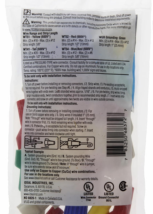 IDEAL Electrical 773312 WingTwist Wire Connector, Assorted, (25/Bag)...