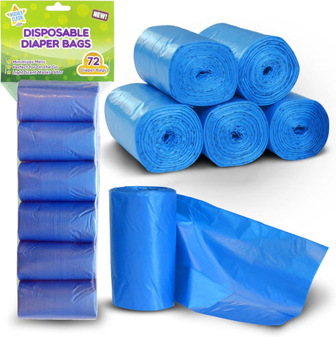 Mighty Clean Baby Disposable Diaper Bag Refill Rolls - Waste Sacks with Light Powder Scent - 72 Count...