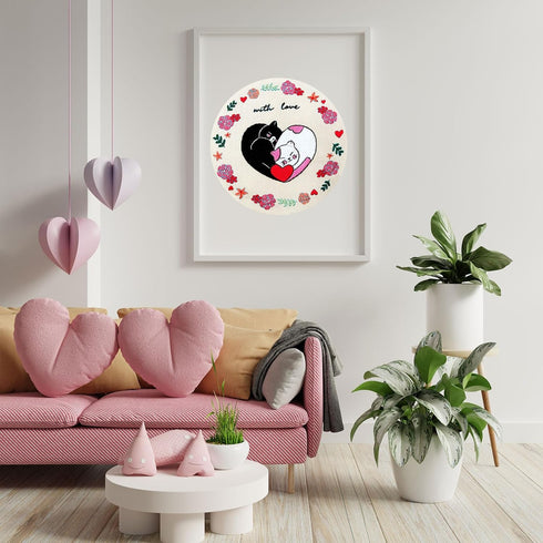 Louise Maelys Love Heart Cat Embroidery Kits for Beginners, DIY Cross Stitch Kits for Adults Starter Including Embroidery Cloth with Pattern, Hoop...