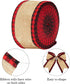 joycraft Buffalo Plaid Wired Edge Ribbons, Christmas Burlap Fabric Ribbon Roll with Checkered Edge, 2.5" x 11 Yds Burlap Ribbon for Christmas Part...