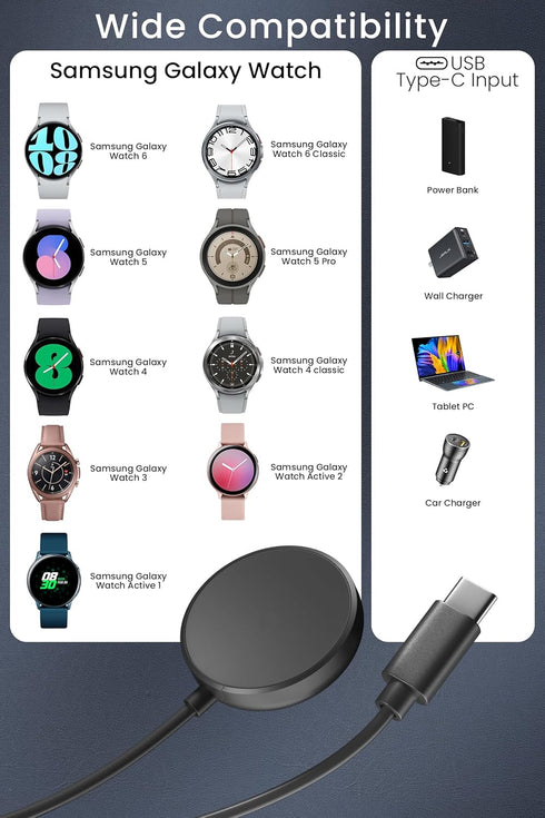 USB C Cable Compatible with Samsung Galaxy Watch 6 Charger for Galaxy Watch 6 Classic/5/5 Pro/4/4 Classic/3/Active 2/Active Wireless Charging Cabl...