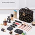 Large Cosmetic Bags Travel Makeup bag Brush Holder Zipper Organizer Storage Bag with Handle Brush for Women (Black-A)...