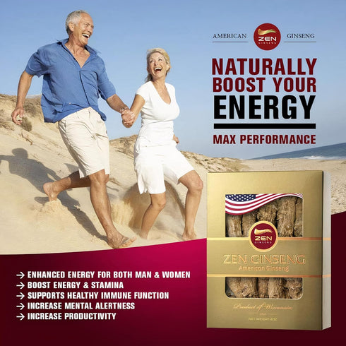 1 Box of Large Short American Wisconsin Ginseng Root (4oz) Performance & Mental Health for Men & Women...