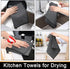 Kitchen Towels and Dishcloths Sets, 26 X 15 Inch and 12 X 12 Inch, Set of 8, Soft and Super Absorbent Dish Towels for Drying Dishes, Black with Wh...