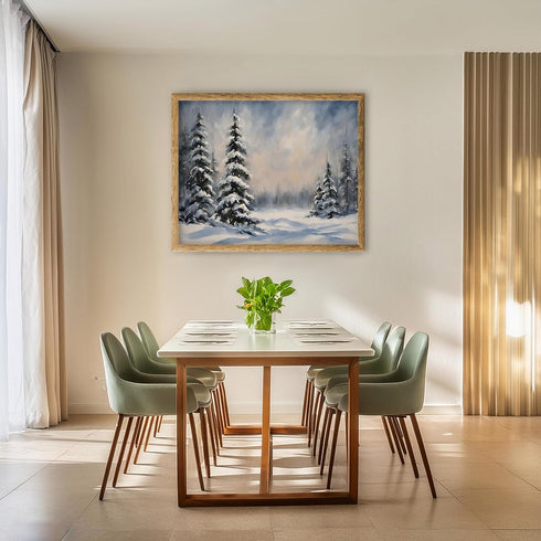Posterizer 1 pcs-snowy jungle in winter in oil painting style-11-Landscape & Nature Art-Living Room Bedroom Decor- unframed wall art...