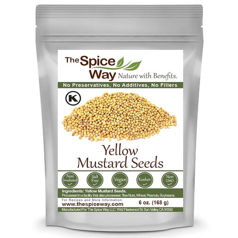 The Spice Way Yellow Mustard Seed - (6oz) whole seeds for Pickling and making ground mustard for cooking, resealable bag...