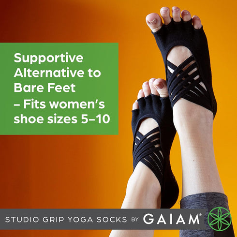 Gaiam Grippy Studio Yoga Socks for Extra Grip in Standard or Hot Yoga...