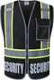 Retro-Reflection Security Safety Vests Heavy Duty Black Mesh with 5 Pockets and Front Zipper Meet ANSI/ISEA 107-2015 (Black-22, Medium)...