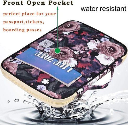 Travel Portfolio Organizer Waterproof A4 Document Bag Multifunctional Travel Note Pouch Zippered Case for Notebook, Ipad, Journals, Sketch Books (...