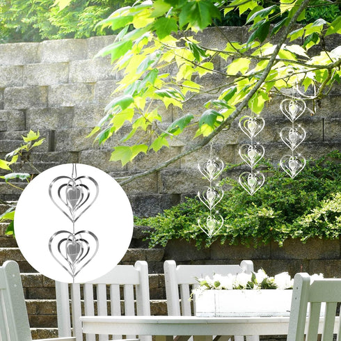 Bird Scare Discs Set, Highly Reflective Bird Reflectors Wind Spinner, Double-Sided Heart Decor Bird Devices Deterrent to Scare Birds Away from Yar...