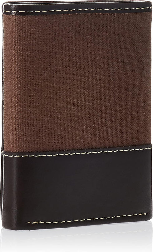 Timberland Men's Canvas & Leather Trifold Wallet, Dark Earth, One Size...