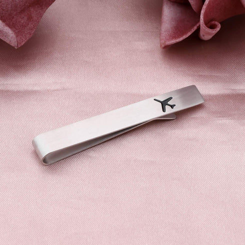 LQRI Airplane Tie Clip Airplane Jewelry Pilot Gift Fly Safe Tie Clip Aviation Gifts Pilot Tie Bar Gifts Traveling Long Distance Relationship Gift ...