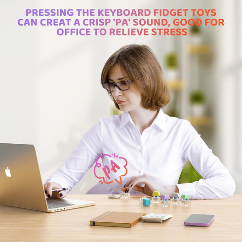 6 Pack Keyboard Fidget Toys,Keychain Squeeze Toy,Button Stress Relief Gifts for Adult and Kids to Relief Stress & Pass The Time...
