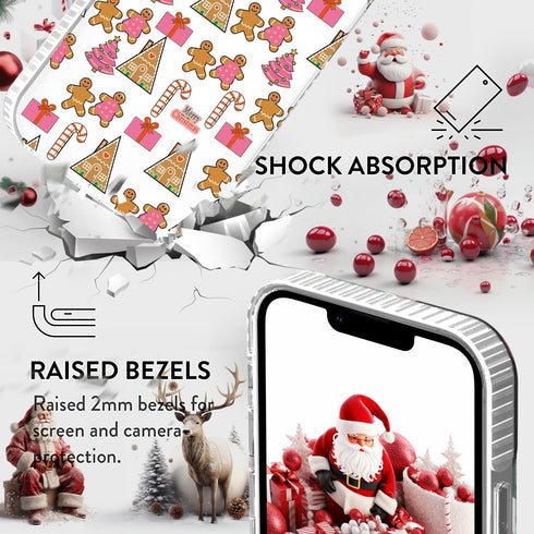 Christmas Case for iPhone 13 Mini,Girly Cute Gingerbread Men Phone Case,Soft TPU Back Scratch Resistant Anti-Drop Bumper Clear Phone Cover Slim Fi...