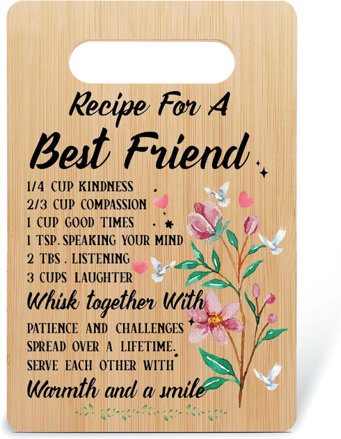 Friends Cutting Board, Kitchen Gifts for Women Friends, Bamboo Chopping Board Presents for Best Friend Bestie Sister Birthday Christmas, Recipe fo...