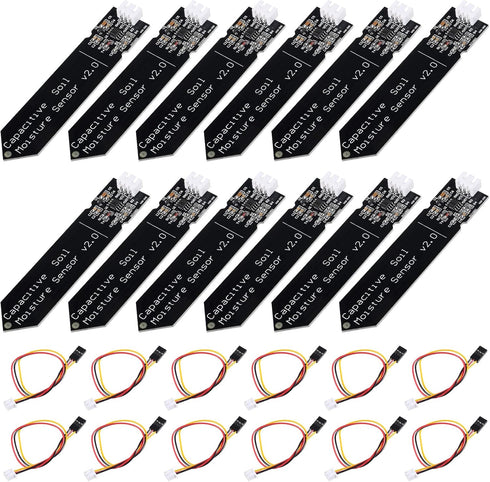 12PCS Capacitive Soil Moisture Sensor Module for Arduino 3.3-5.5V 3-Pin Corrosion Resistant W/Gravity Soil Humidity Detection Gravity Sensor Garde...