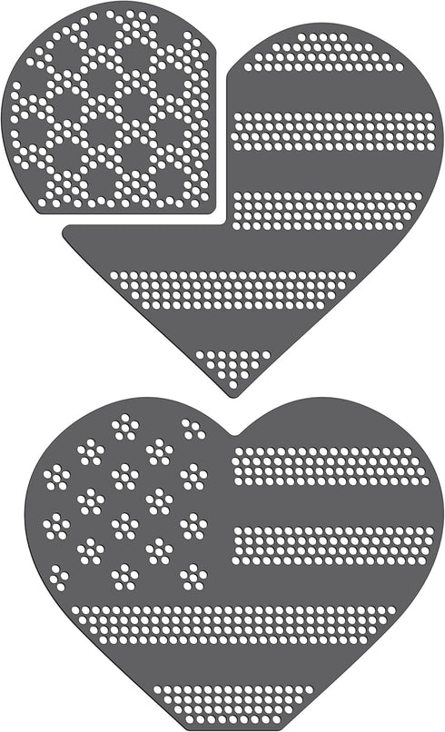 Rhinestone Genie American Flag Heart 8"-Red, White & Blue Magnetic Rhinestone Template, Black...