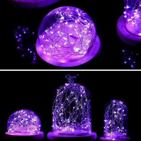 VOOKRY 8 Pack 30 Led Fairy Lights Battery Operated String Lights - 10 ft Purple Waterproof Silver Wire Starry Firefly Moon Lights for DIY Wedding ...