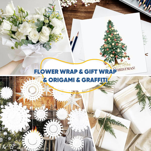 White Wrapping Paper Craft Paper Kraft Paper Roll 15" x 450", Bulletin Board Paper Roll, Arts & Crafts, Gift Wrapping Moving Packing Painting Draw...