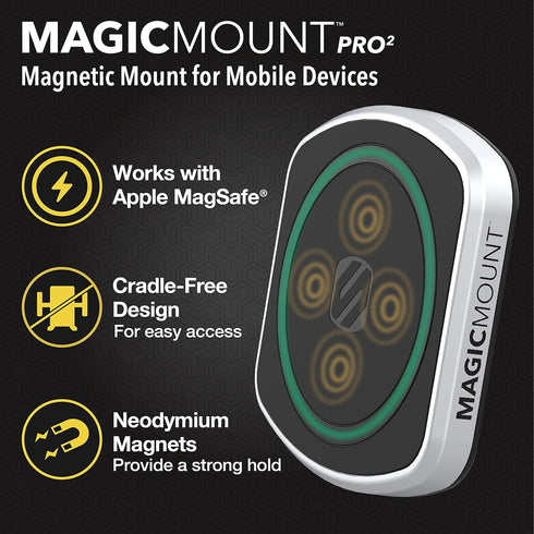 Scosche MP2CUPM-SP MagicMount Pro2 Cup Holder Magnetic Cell Phone Holder Car Mount Kit Compatible with MagSafe, iPhones, Galaxy, Pixel & All Smart...
