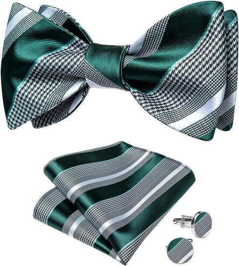 DiBanGu Mens Silk Self Bow Ties,Woven Solid Striped Paisley Bowtie and Pocket Square Cufflinks Set for Men Tuxedo Wedding...
