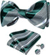 DiBanGu Mens Silk Self Bow Ties,Woven Solid Striped Paisley Bowtie and Pocket Square Cufflinks Set for Men Tuxedo Wedding...